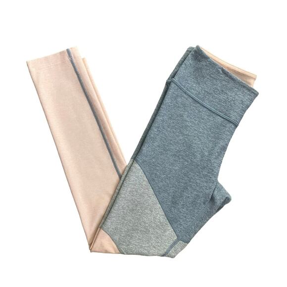 Outdoor Voices Color Block Peach Gray Blue Leggings - Picture 1 of 4